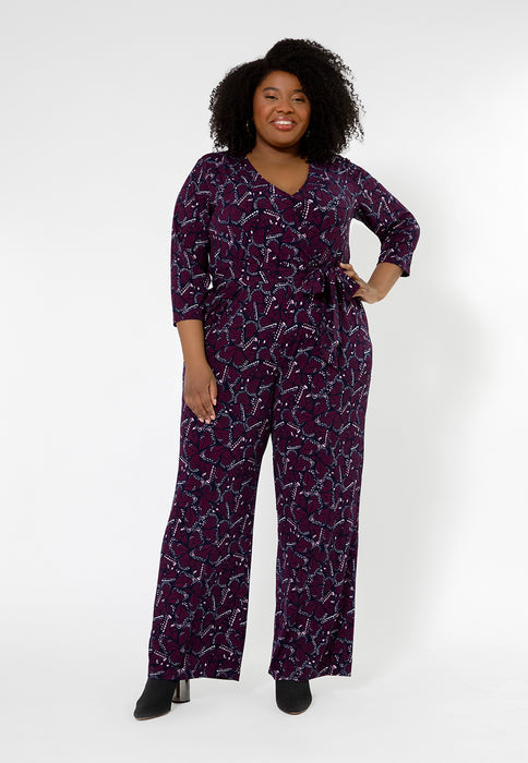 Macacão feminino Leota Leia com decote em V (curvo) roxo