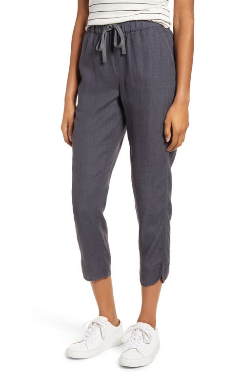 Caslon Track Style Linen Pants - Grey Ebony
