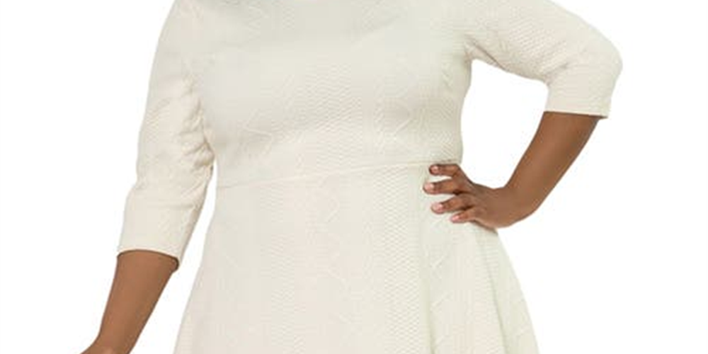 Vestido feminino Leota Katherine Jacquard com ajuste e abertura frontal, tamanho 3X