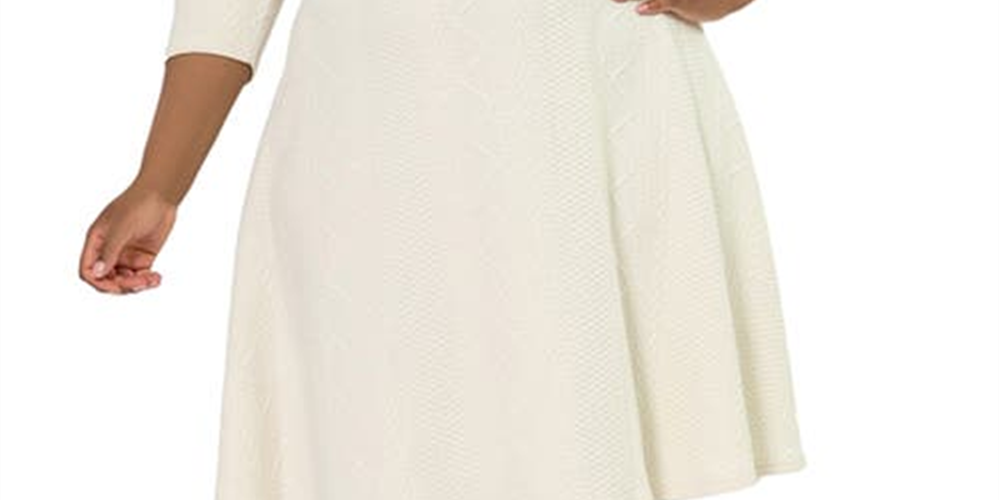 Vestido feminino Leota Katherine Jacquard com ajuste e abertura frontal, tamanho 3X