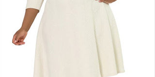 Vestido feminino Leota Katherine Jacquard com ajuste e abertura frontal, tamanho 3X