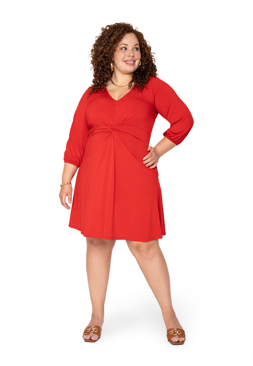 Vestido Leota Curve Tanya Sólido Cereja Barbados