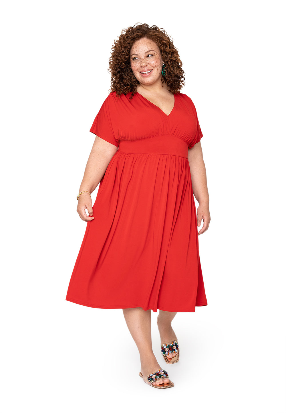 Vestido Leota Curve Tiana Sólido Cereja Barbados