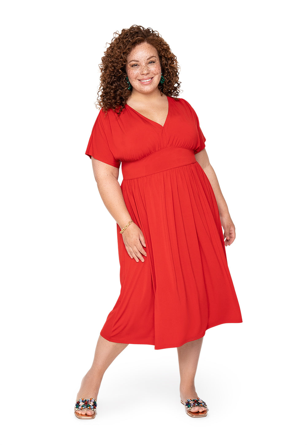 Vestido Leota Curve Tiana Sólido Cereja Barbados