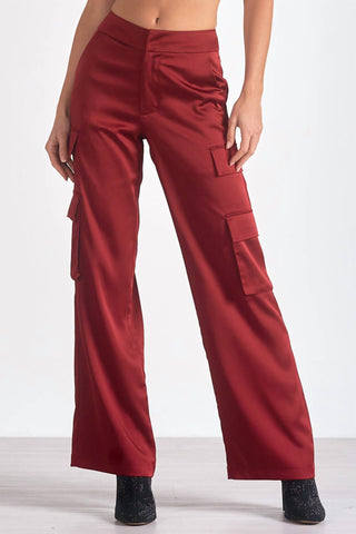 Elan - Amber Satin Cargo Pants
