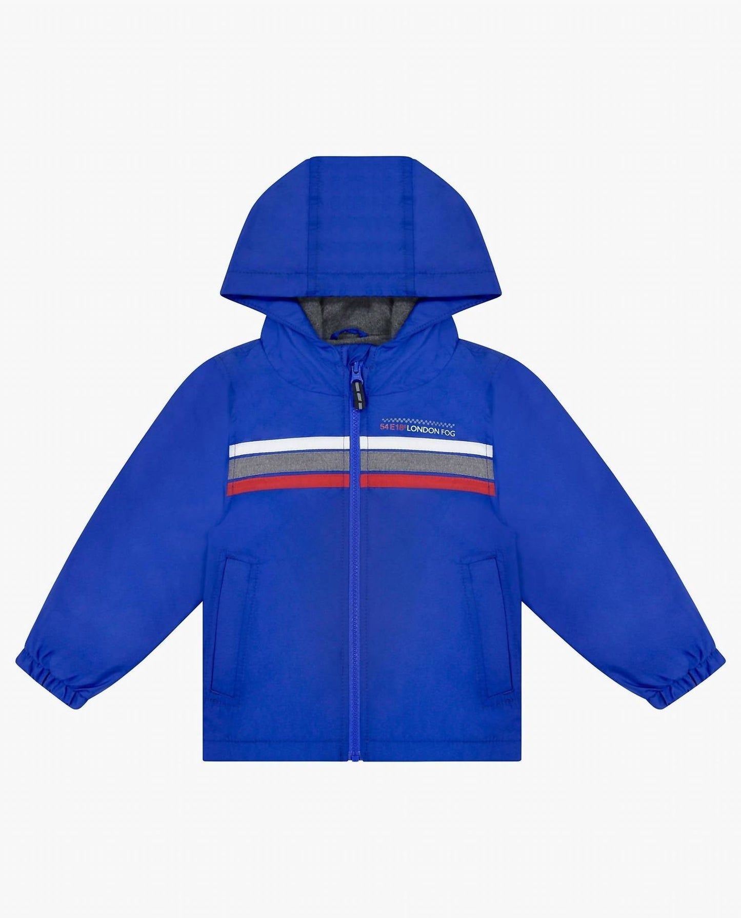 London Fog - Toddler Boys Zip Front Hooded Sporty Stripe Raincoat