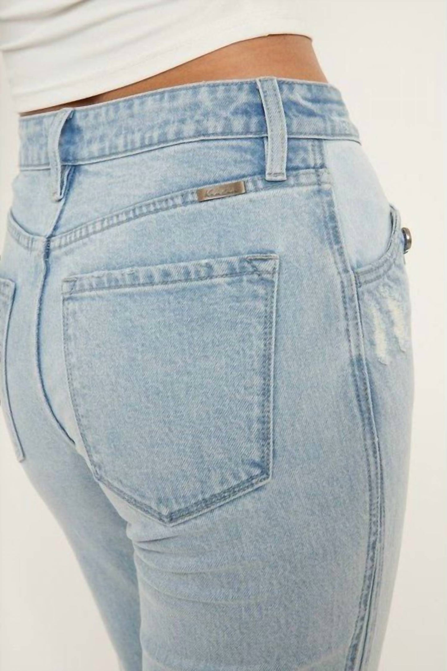 Kancan - High Rise Contrast Accent Straight Leg Jean