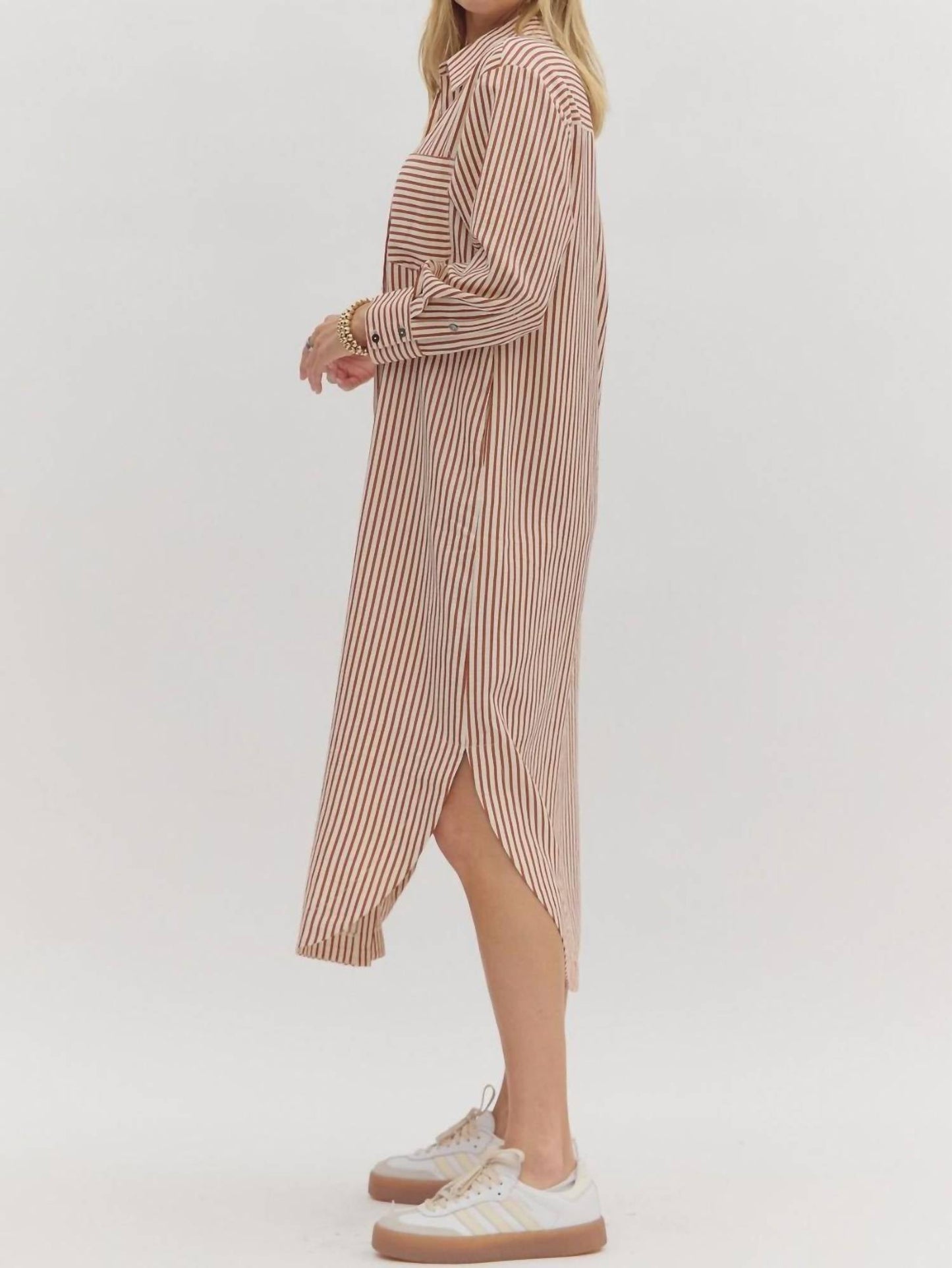 Entro - Stripe Midi Shirt Dress