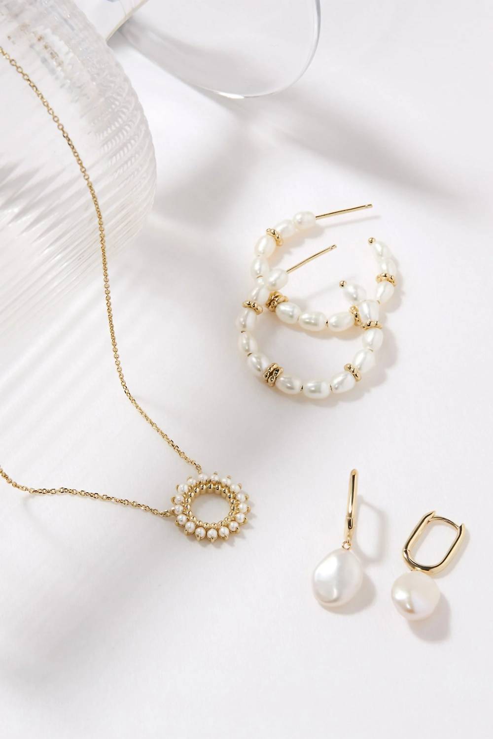 Eklexic - Women's Huggie Hoops With Pearl Drop Earrings