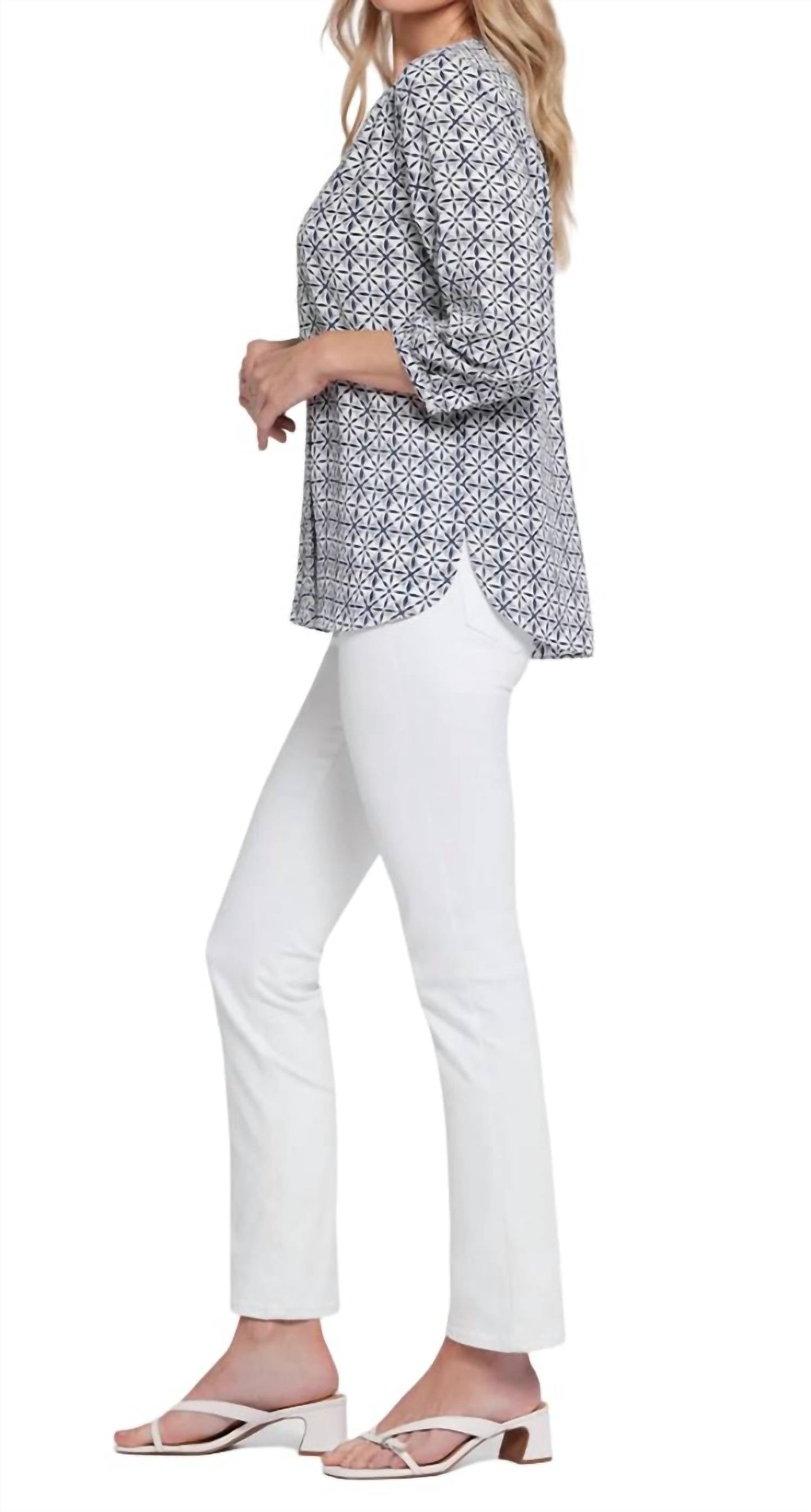 Nydj - Three-Quarter-Sleeved Pintuck Blouse