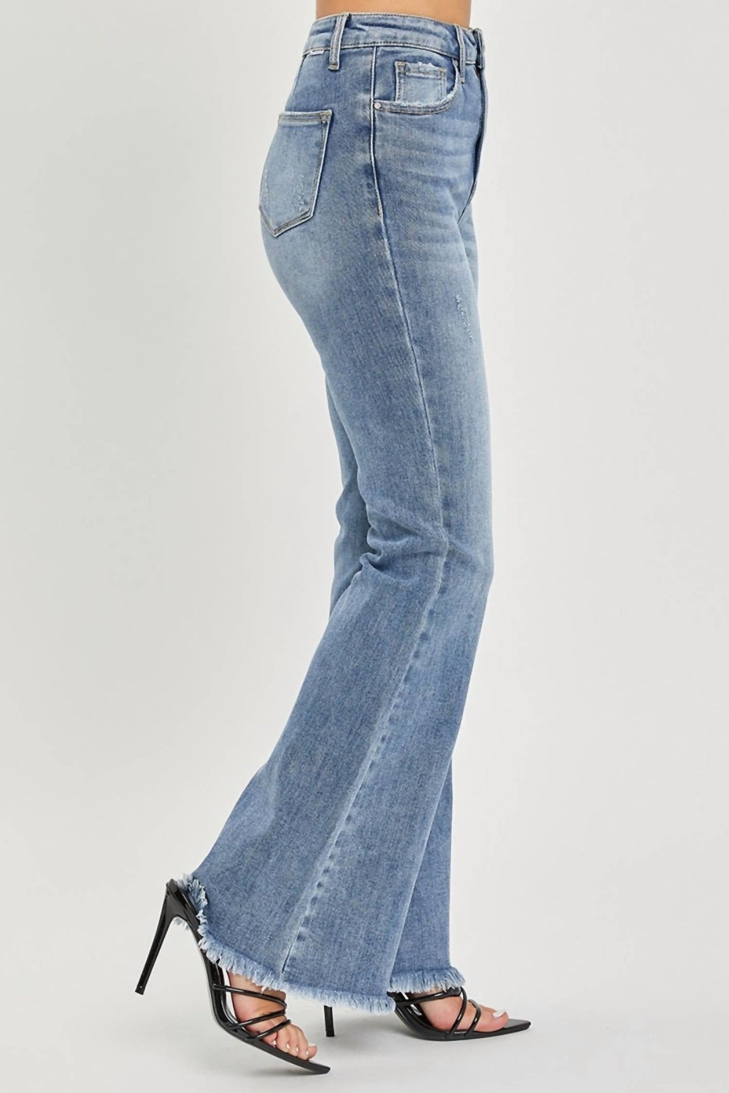 Risen - Frayed Hem Flare Jeans