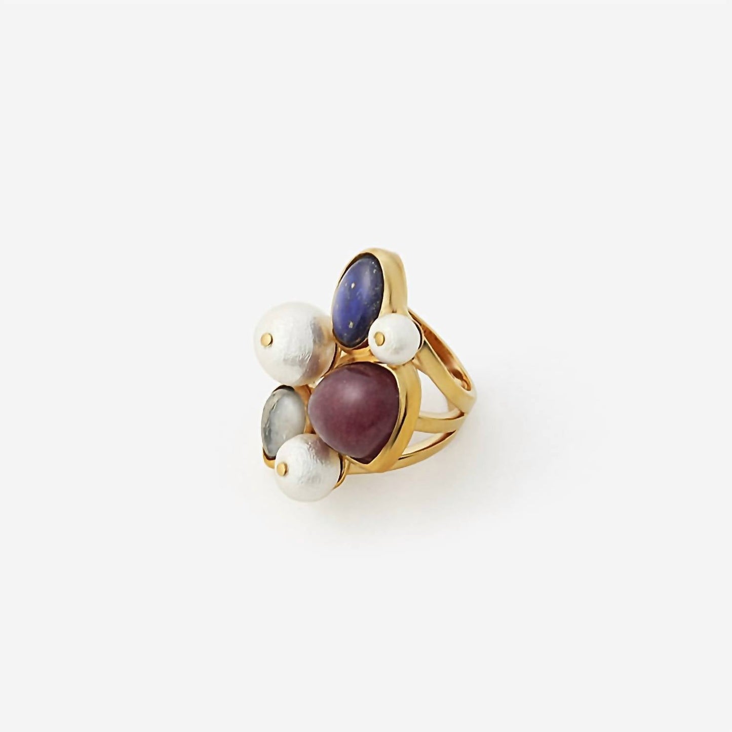 Avenue Chic - Women's Temple Muse Gemstone And Pearl Statement Ring