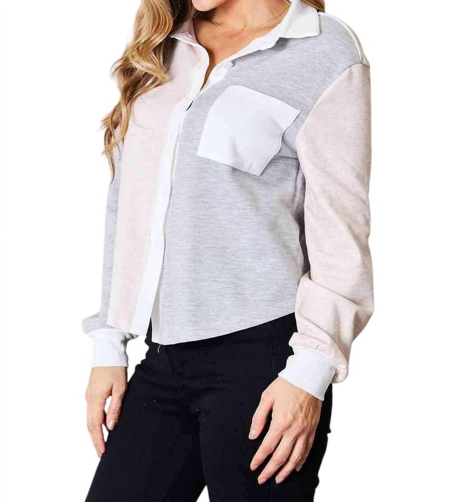 Double Take - Contemporary Chic Color Block Top