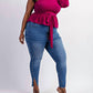 The Curve La - Plus Size One Shoulder Peplum Top With Tie