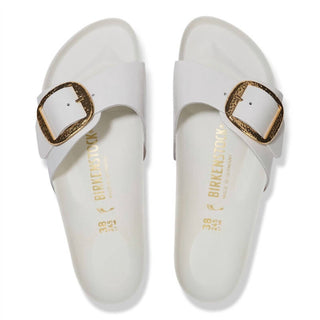 Birkenstock - Sandália estreita feminina Madrid Hammered com fivela grande