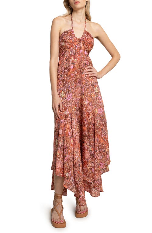 A.L.C. Amina Halter Cotton & Silk Maxi Dress in Sorbet Multi, Size 4