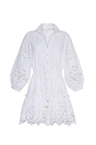 Cara Cara - Vestido curto com ilhós bordados Robin