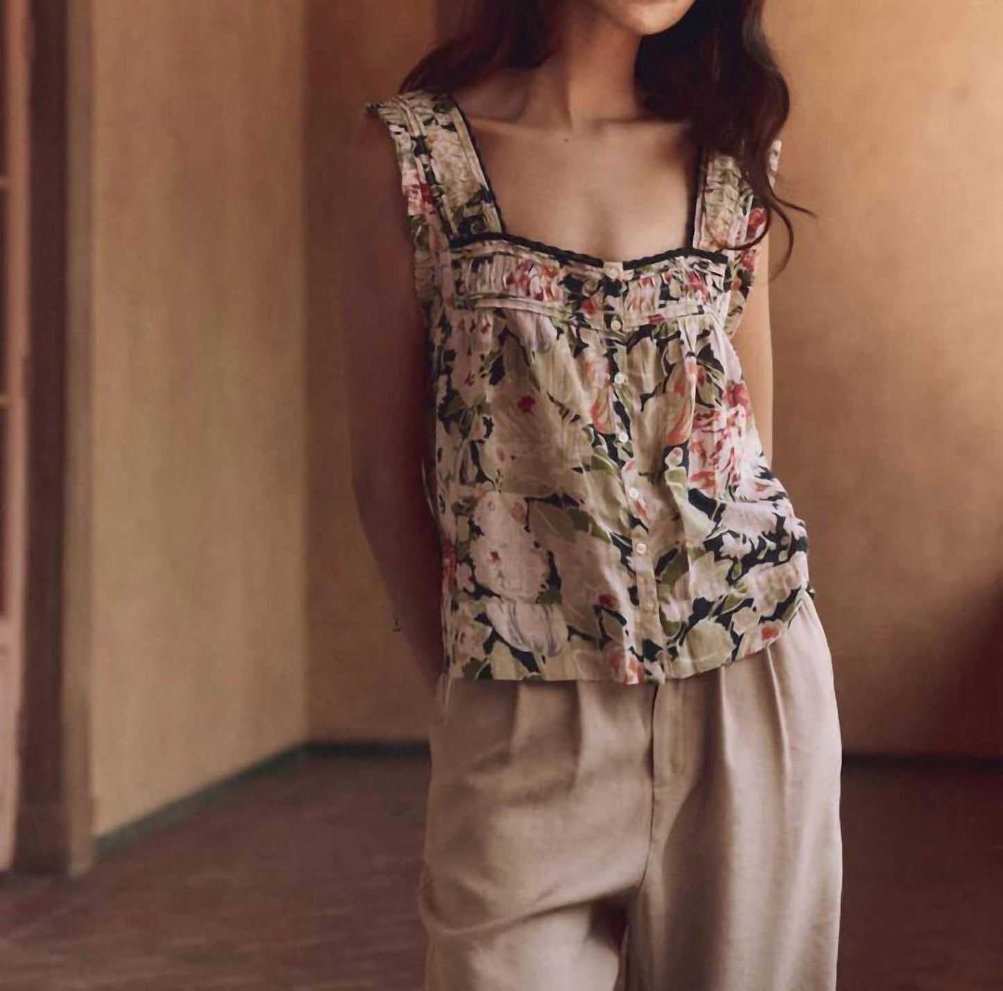 The Great. - Victorian Pleat Tank Top