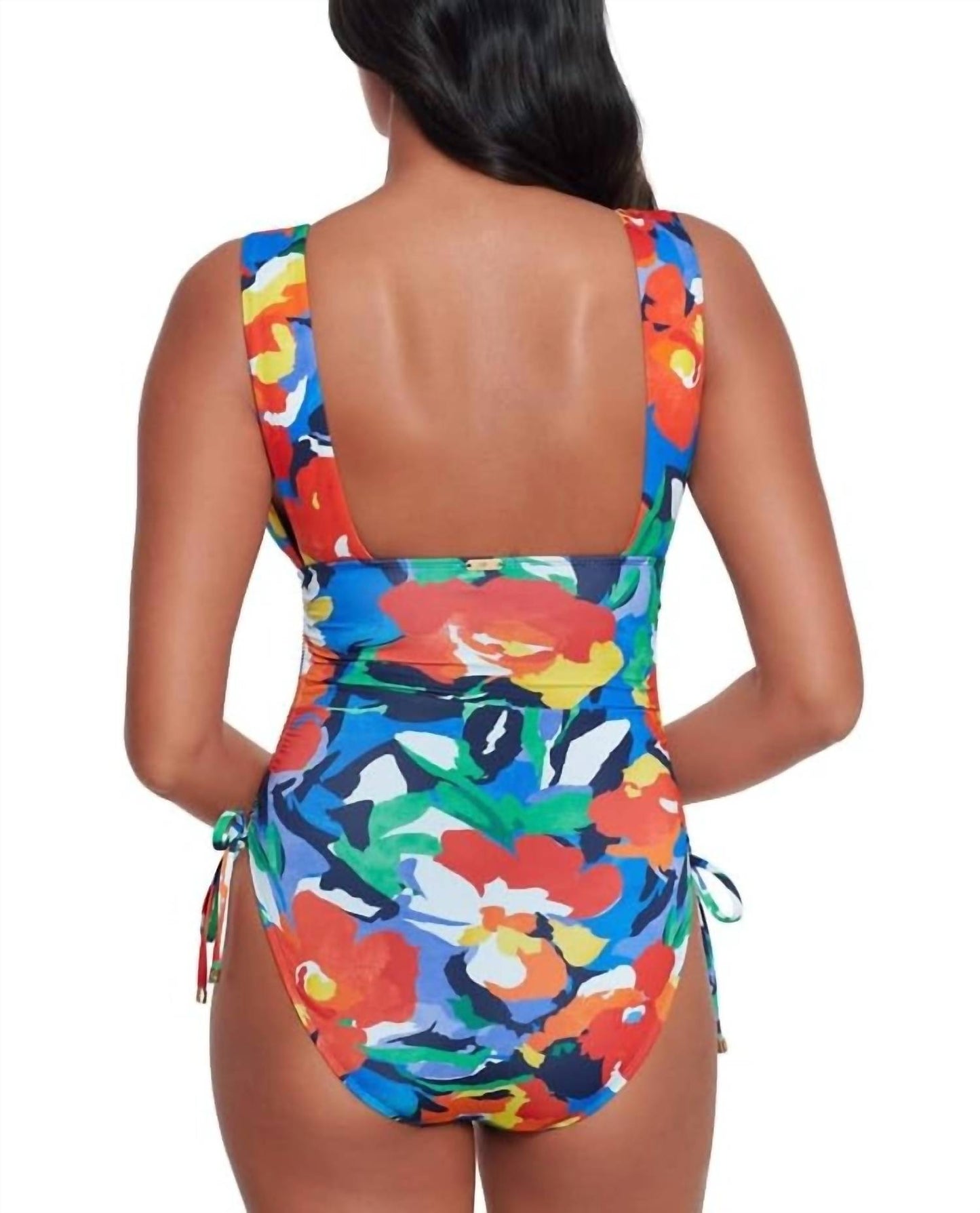 Ralph Lauren - Shirred Plunge-neck One Piece Swimsuit