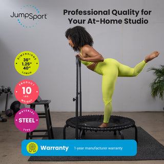 Acessório de barra de apoio JumpSport para trampolins de fitness de 39" com pernas retas/arqueadas