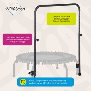 Acessório de barra de apoio JumpSport para trampolins de fitness de 39" com pernas retas/arqueadas