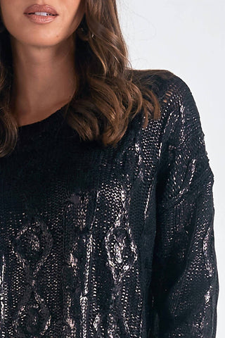 Elan - Suéter de gola redonda metálico