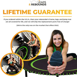LEAPS &amp; REBOUNDS Mini Trampolim Fitness de 48" e Equipamento de Ginástica Rebounder, Roxo
