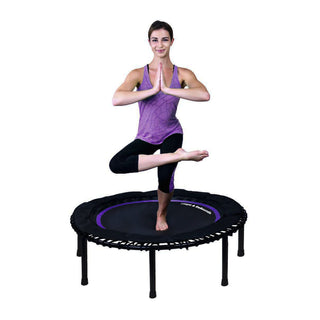 LEAPS &amp; REBOUNDS Mini Trampolim Fitness de 48" e Equipamento de Ginástica Rebounder, Roxo