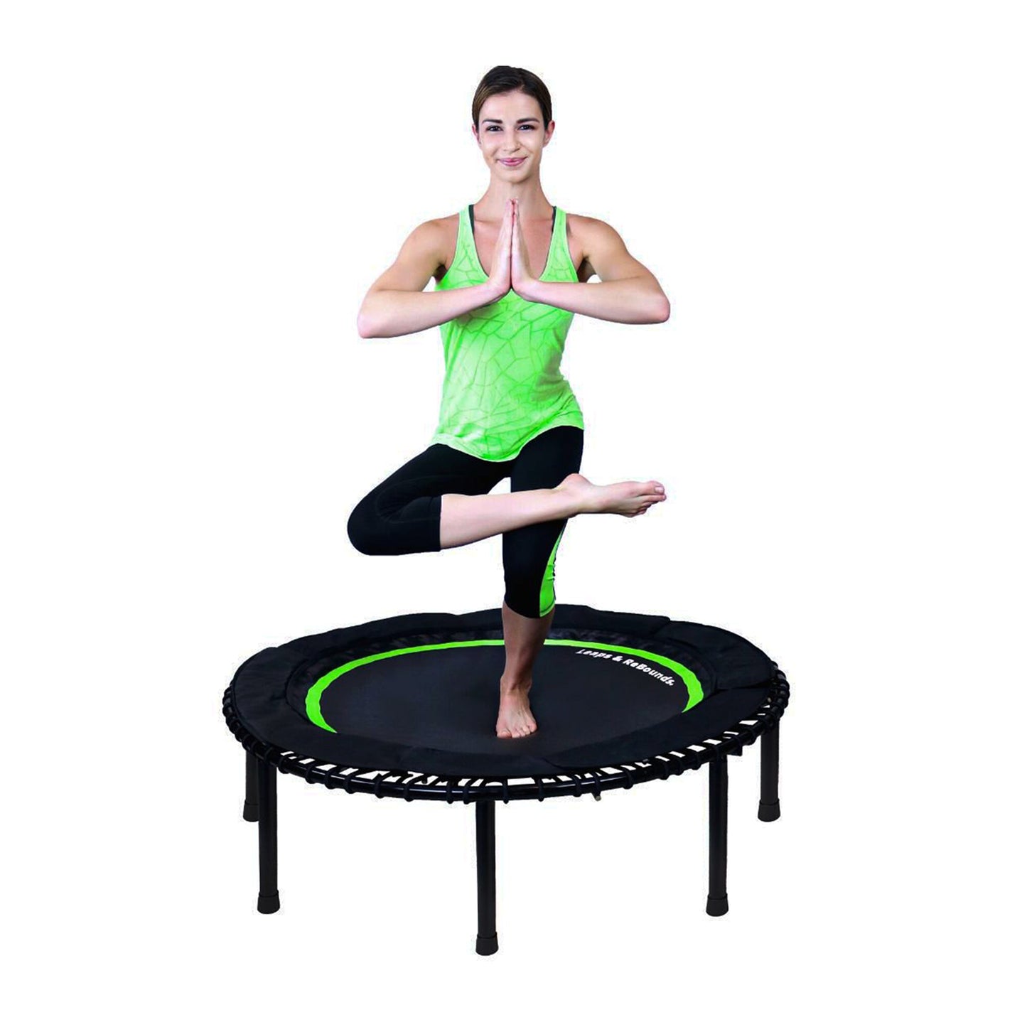 LEAPS &amp; REBOUNDS Mini Trampolim Fitness de 40" e Equipamento de Ginástica Rebounder, Verde