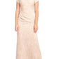 Adrianna Papell - V-neck Pleated Gathered Side Matelasse Dress