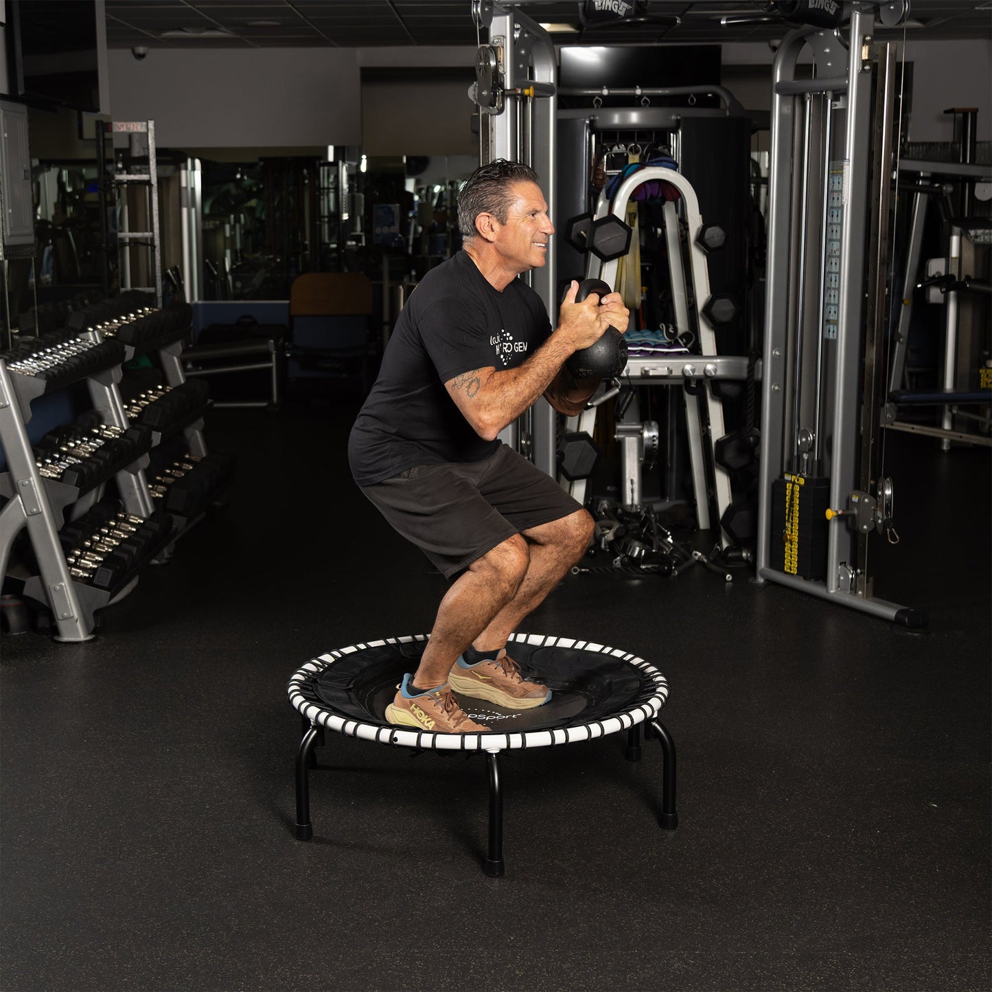 JumpSport 250 Workout Rebounder para adultos, mini trampolim fitness de 39", branco