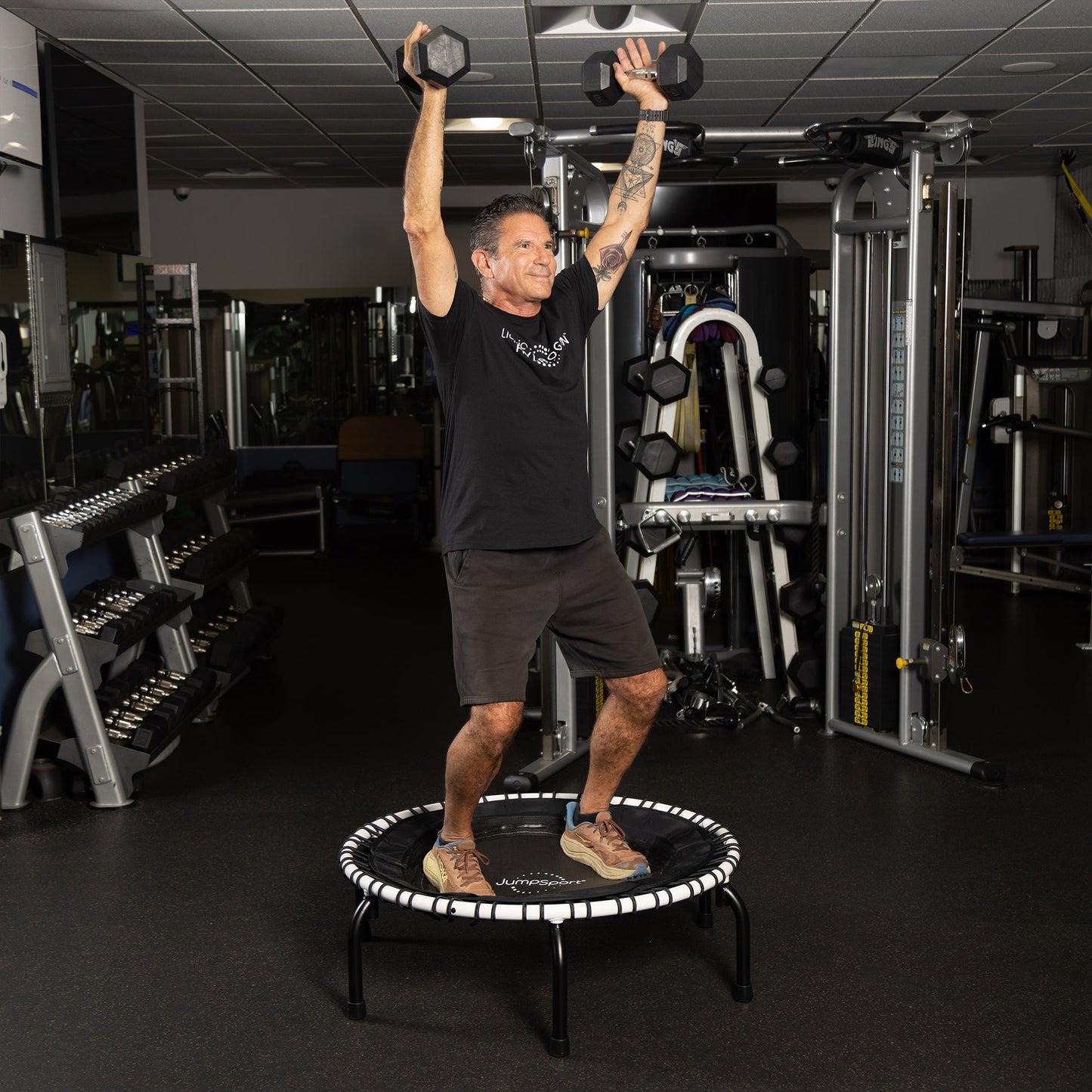 JumpSport 250 Workout Rebounder para adultos, mini trampolim fitness de 39", branco