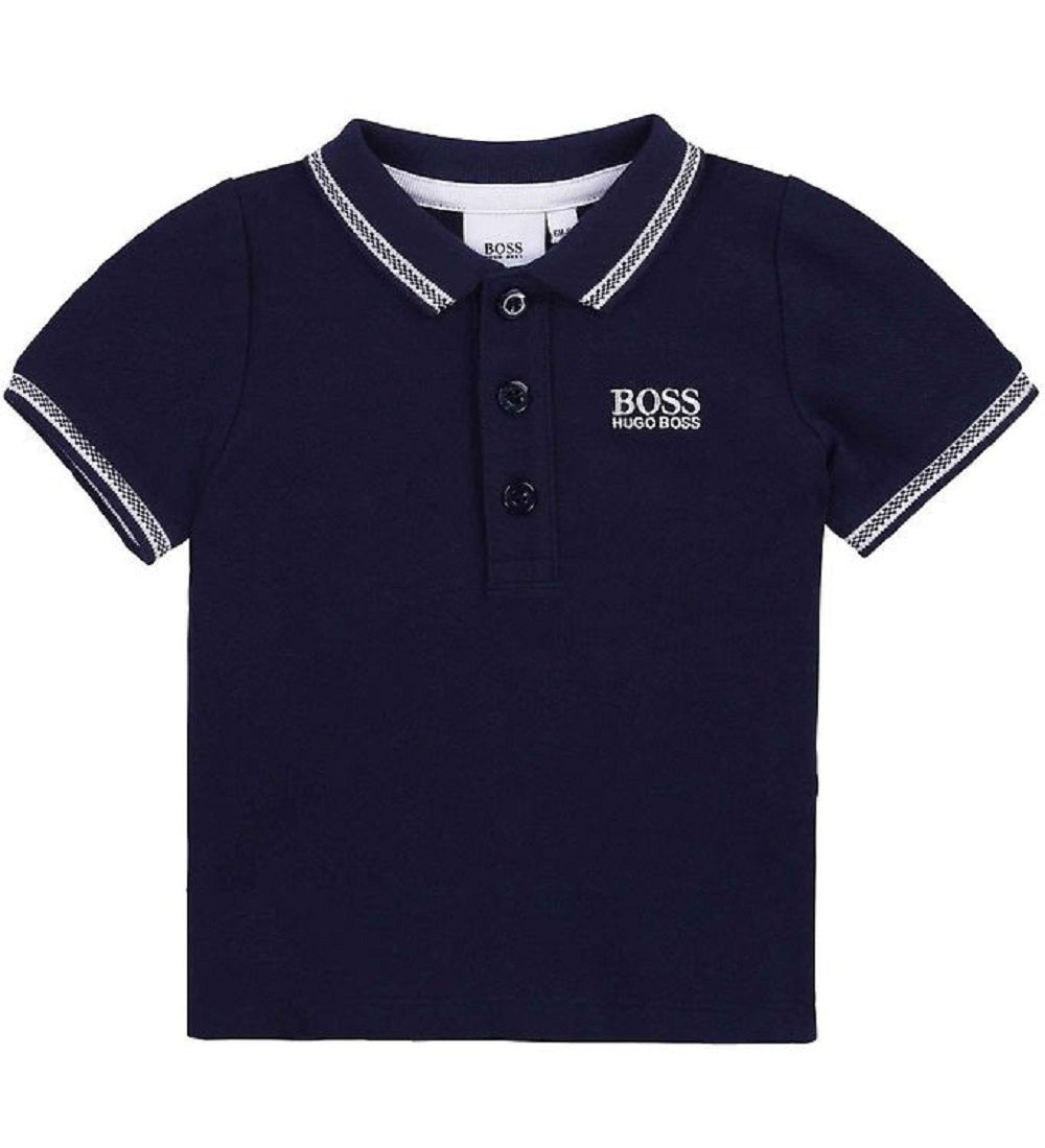 Camisa polo Hugo Boss Big Boy's Cotton Piquet Logo Azul Tamanho 14