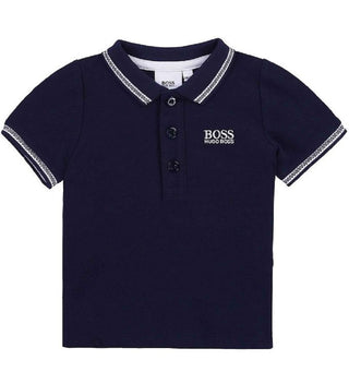Hugo Boss Big Boy's Cotton Pique Logo Polo Shirt Blue Size 14