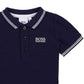 Camisa polo Hugo Boss Big Boy's Cotton Piquet Logo Azul Tamanho 14
