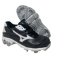 Chuteira de softball feminina Mizuno Finch 5 com 9 pontas, preta/branca, tamanho 5 B(M) EUA