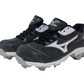 Chuteira de softball feminina Mizuno Finch 5 com 9 pontas, preta/branca, tamanho 5 B(M) EUA