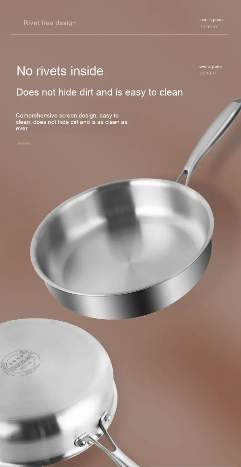 316l Stainless Steel Frying Pan with Glass Lid