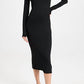 Rag & Bone - SOLID TURTLE NECK RIBBED KNIT BACK SLIT MIDI DRESS