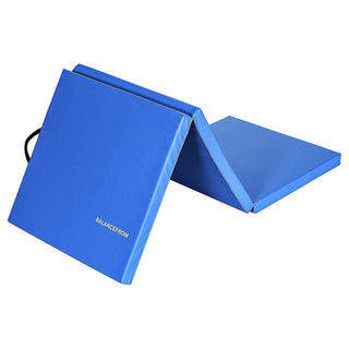 Tapete de exercícios dobrável BalanceFrom Fitness GoGym 6x2 pés com 3 painéis e alças, azul