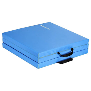 Tapete de exercícios dobrável BalanceFrom Fitness GoGym 6x2 pés com 3 painéis e alças, azul