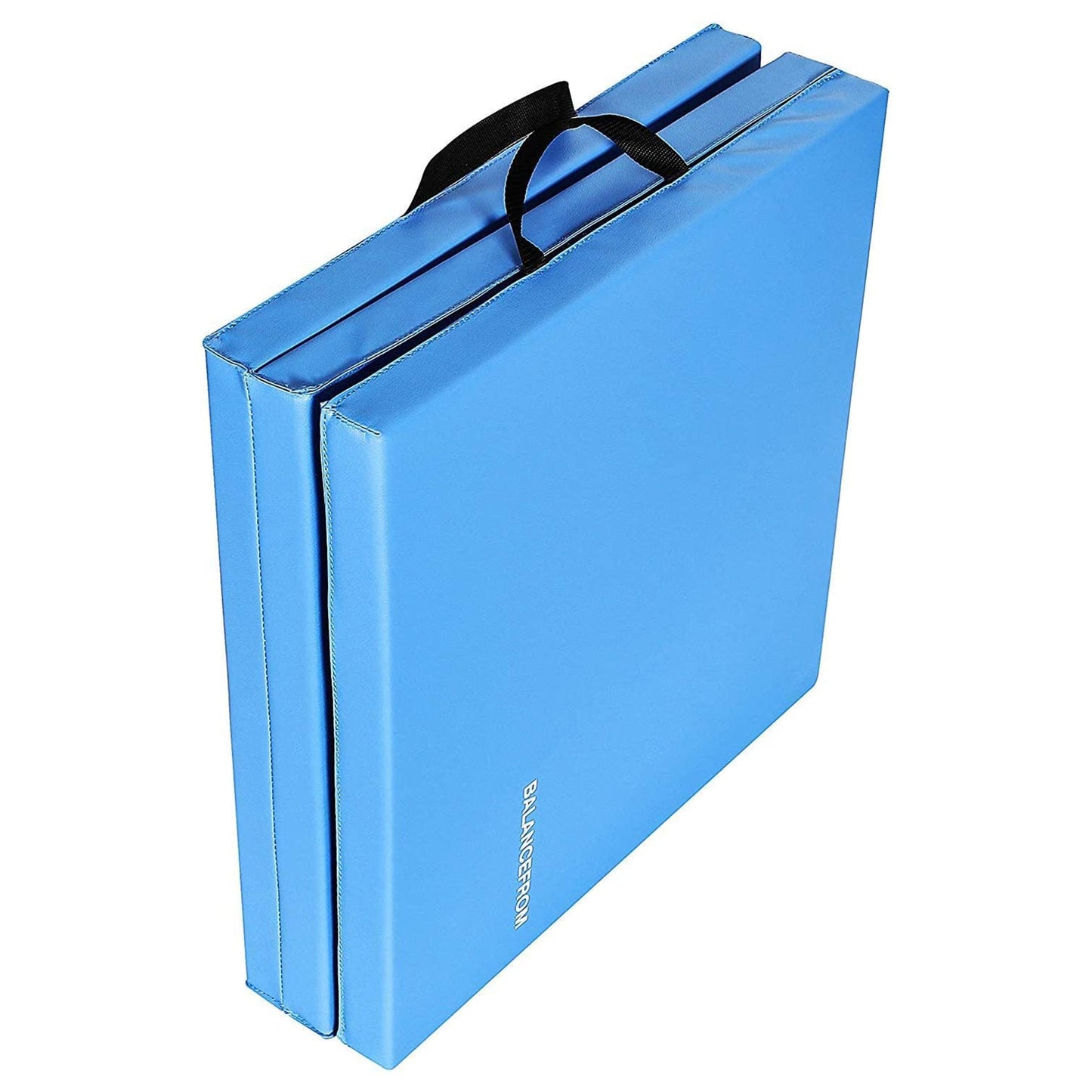 Tapete de exercícios dobrável BalanceFrom Fitness GoGym 6x2 pés com 3 painéis e alças, azul