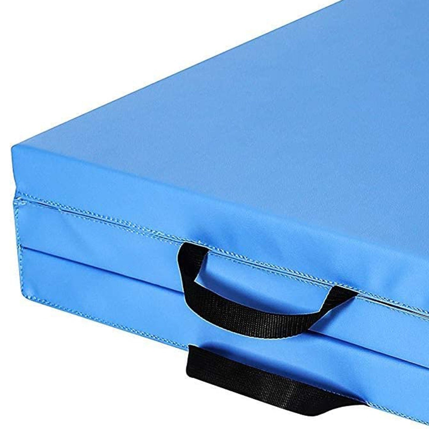Tapete de exercícios dobrável BalanceFrom Fitness GoGym 6x2 pés com 3 painéis e alças, azul
