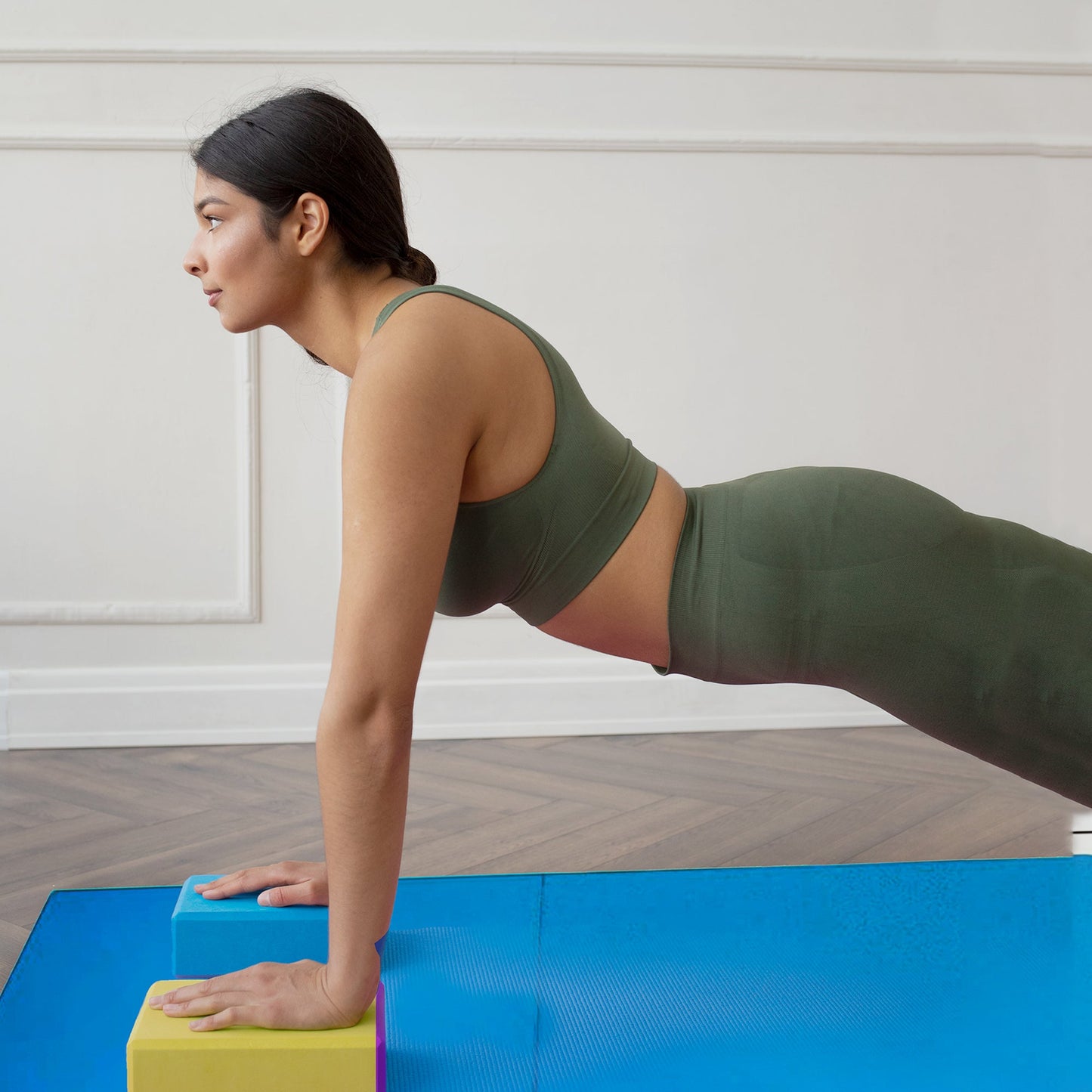 Tapete de exercícios dobrável BalanceFrom Fitness GoGym 6x2 pés com 3 painéis e alças, azul