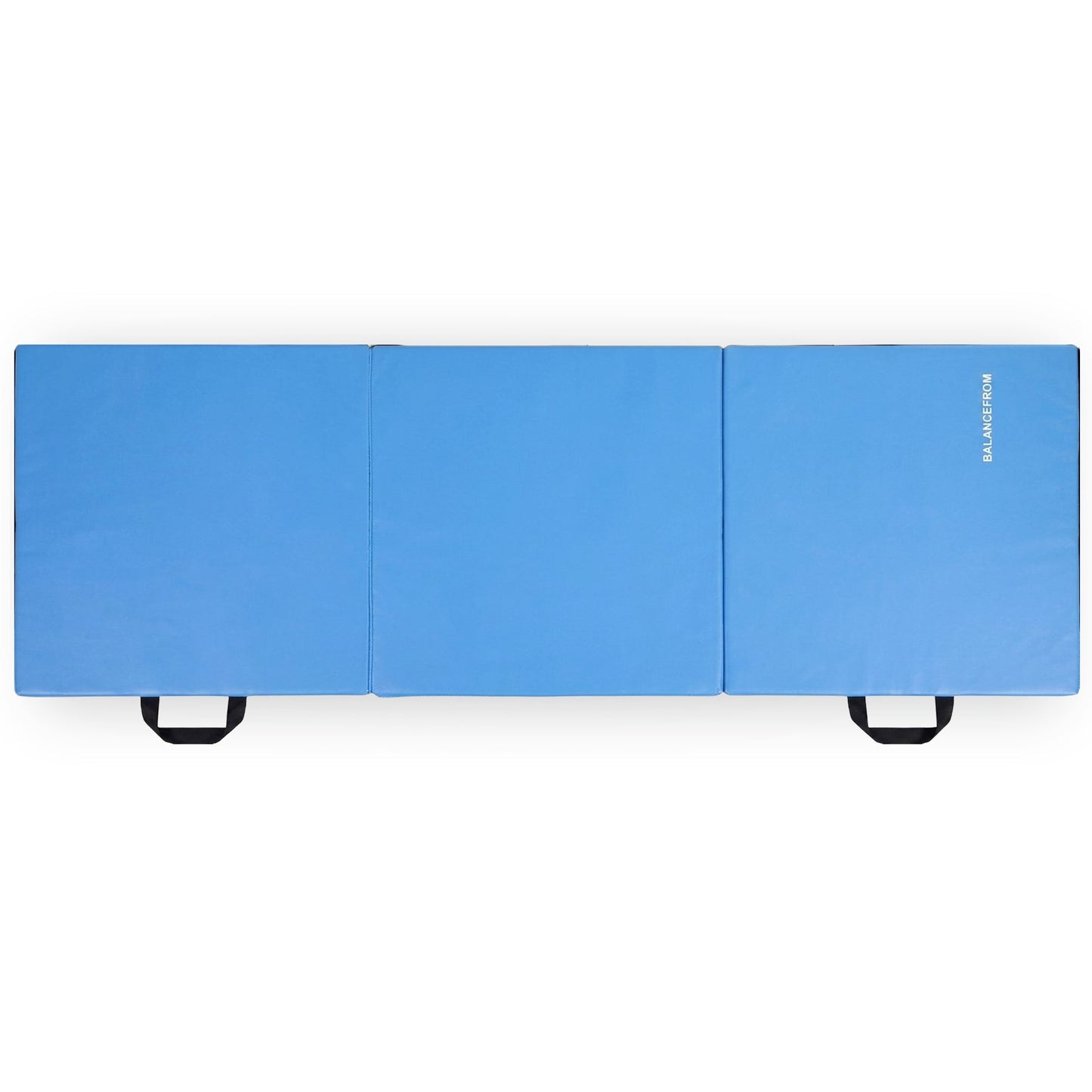 Tapete de exercícios dobrável BalanceFrom Fitness GoGym 6x2 pés com 3 painéis e alças, azul