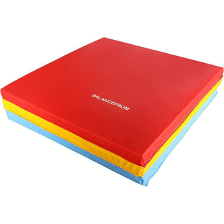 Tapete de exercícios dobrável BalanceFrom Fitness GoGym 6x2 pés com 3 painéis e alças, multiuso