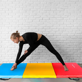 Tapete de exercícios dobrável BalanceFrom Fitness GoGym 6x2 pés com 3 painéis e alças, multiuso