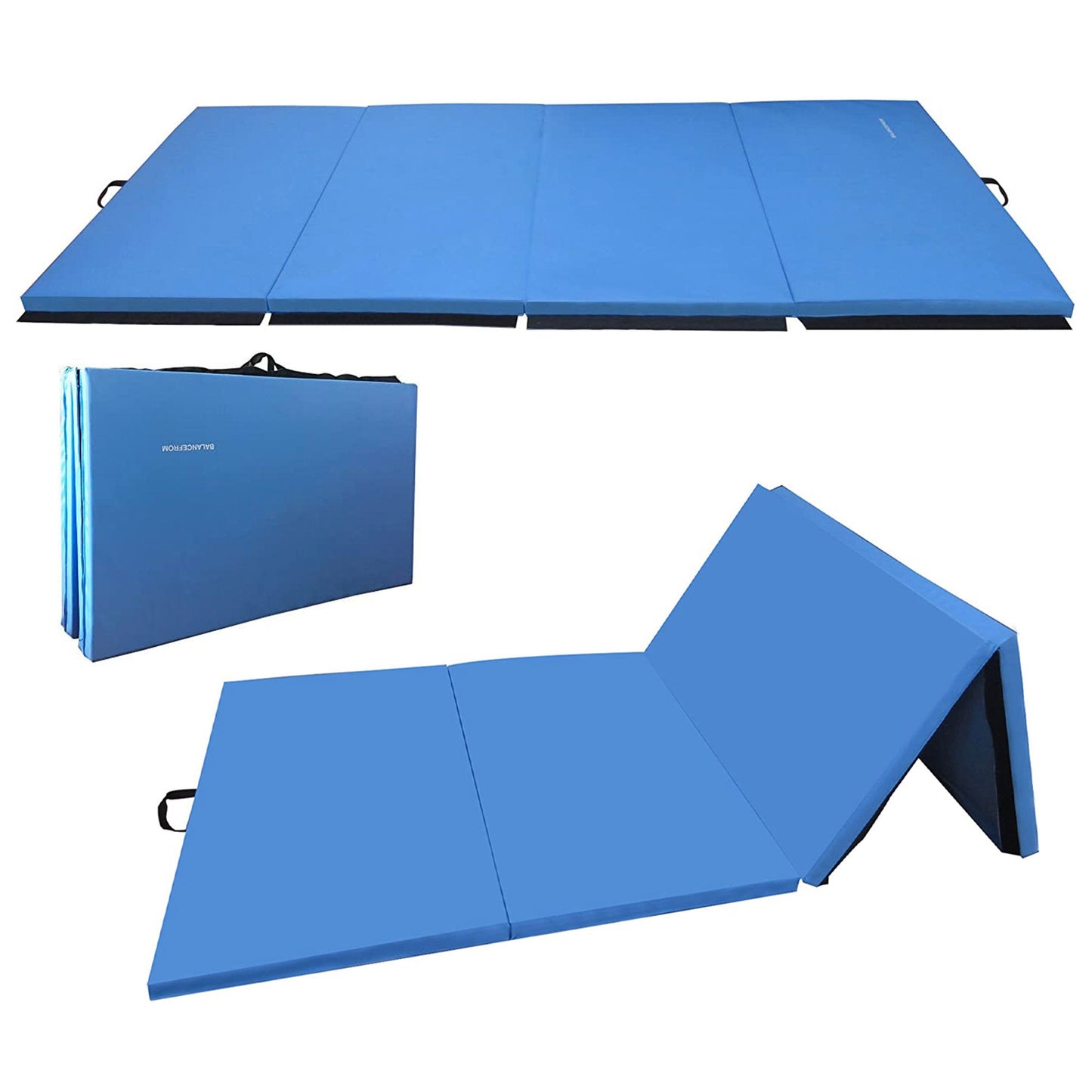 Tapete de ginástica dobrável multiuso BalanceFrom Fitness 120 x 48 pol., azul (pacote com 2)