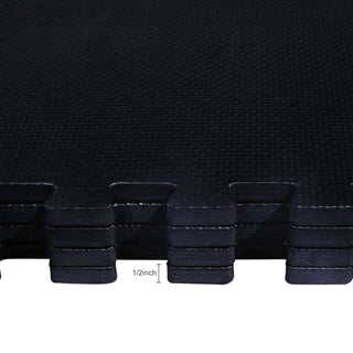 Tapete de exercícios de espuma EVA interligada de 24 pés quadrados da BalanceFrom Fitness, preto