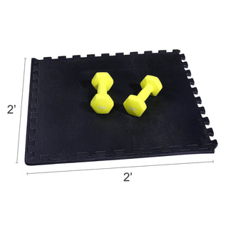 Tapete de exercícios de espuma EVA interligada de 24 pés quadrados da BalanceFrom Fitness, preto